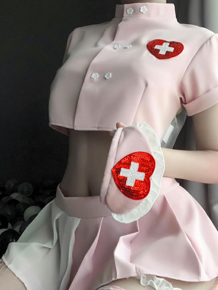 Sexy Cosplay Kawaii Lingerie Nurse Uniform Women Halloween Lovely Lolita Costumes Slutty Clothes Sexy Skirt for Sex Dropshipping