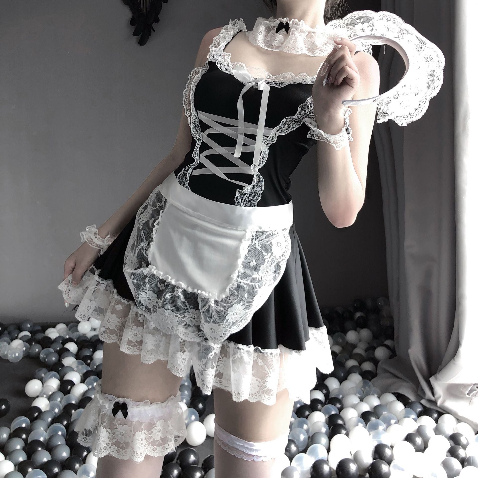 XPAY Sexy Lingerie Maid Maid Uniform Set Lingerie Role Play Pure and Sexy  Sexy Costume Women Erotic Uniform, Nice Live Show