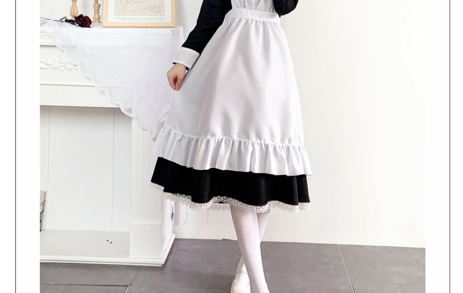 Women Cute Maid Dress Maid Outfit Apron Dress Cross Dressing Housekeeper Dress Japanese Uniforms Halloween Cosplay Costume
