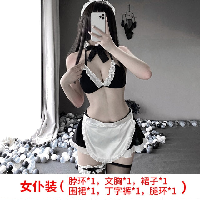 Dating Secrets Women Sexy Cosplay Costume Maid Lingerie Apron UniformOutfits Bikini Swimsuit Anime Set Erotic Role Play Clothing