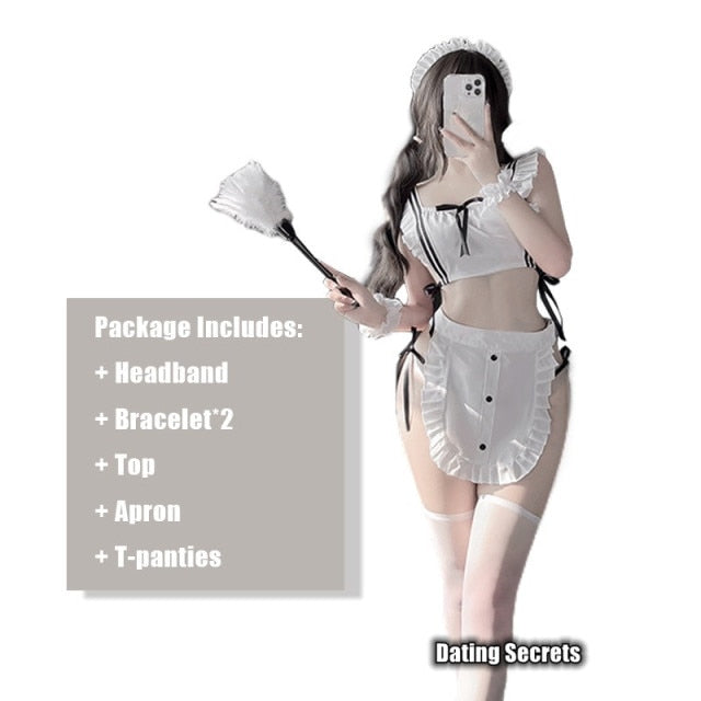 Dating Sexy Cosplay Costumes White Maid Outfit Original Design Japanese Maidservant Kawaii Style Anime Comic Underwear