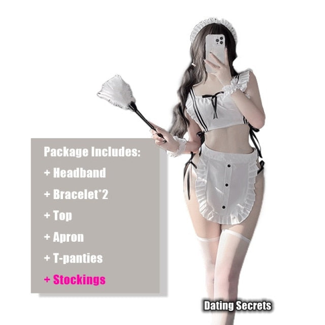 Dating Sexy Cosplay Costumes White Maid Outfit Original Design Japanese Maidservant Kawaii Style Anime Comic Underwear