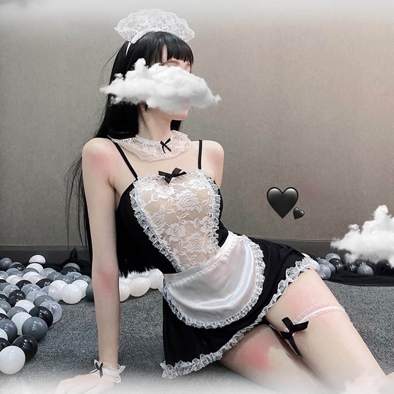 Japanese Style Sexy Lace Maid Outfits Cosplay Costumes Women See-through Dress Transparent Sex Thong Party Lingerie Pajama