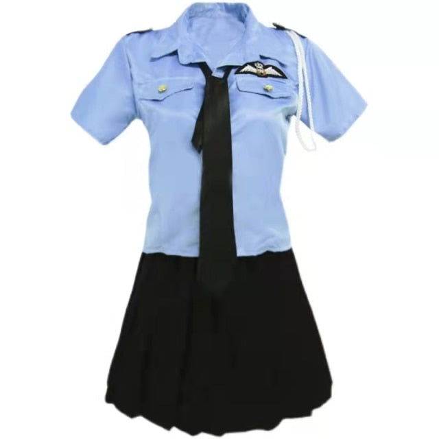 Police Stewardess Cosplay Costumes Womens Sexy Anime Cosplay Lingerie Sailor Uniform Sexy Skirt for Sex Role Play Maid Outfits