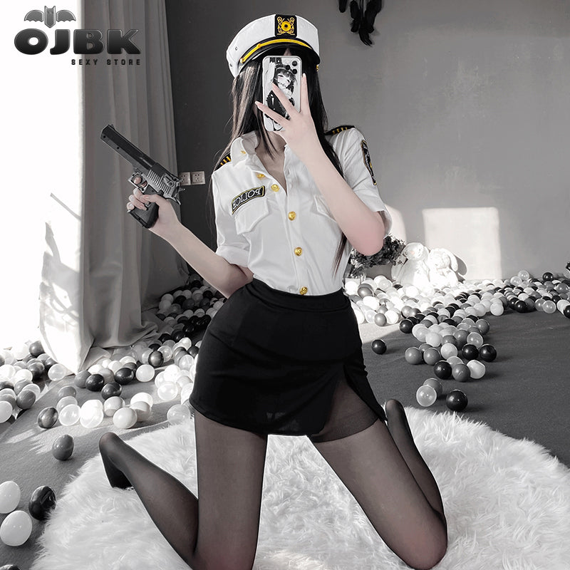OJBK Police Woman Officer Uniform Sexy Secretary Erotic Outfit Smooth Stretch Dress Lingerie Policewoman Couple Costumes