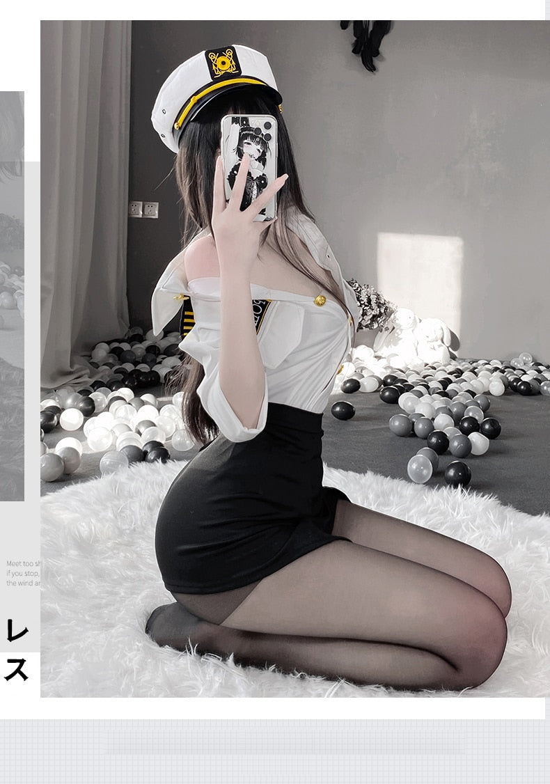 OJBK Police Woman Officer Uniform Sexy Secretary Erotic Outfit Smooth Stretch Dress Lingerie Policewoman Couple Costumes