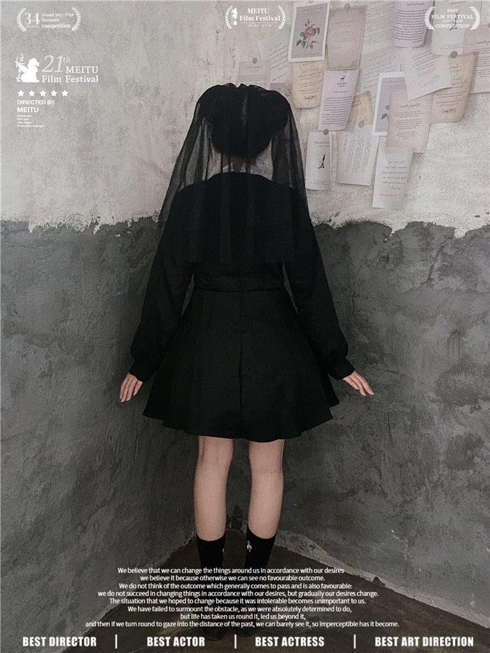 Black Gothic E Girl Nun Lolita Dress Cosplay Costume For Girl Woman Party Dress