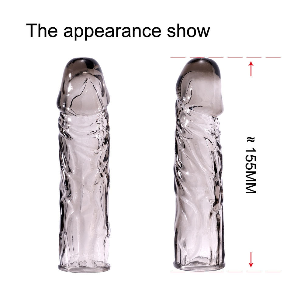 Silicone Penis Enlargement Delayed ejaculation Set Reusable Condom Male Adult Dildo Sex Toy for Men Crystal Spike Sleeve