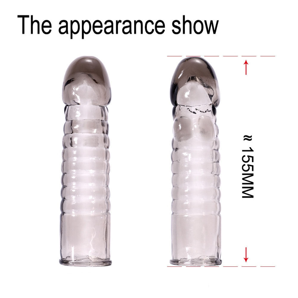 Silicone Penis Enlargement Delayed ejaculation Set Reusable Condom Male Adult Dildo Sex Toy for Men Crystal Spike Sleeve