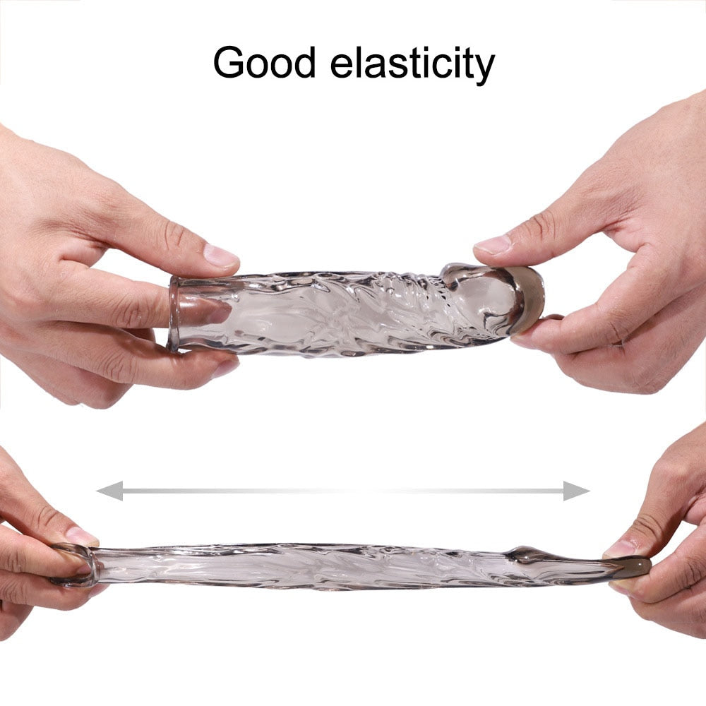 Silicone Penis Enlargement Delayed ejaculation Set Reusable Condom Male Adult Dildo Sex Toy for Men Crystal Spike Sleeve
