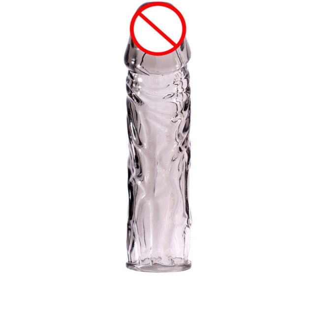 Silicone Penis Enlargement Delayed ejaculation Set Reusable Condom Male Adult Dildo Sex Toy for Men Crystal Spike Sleeve