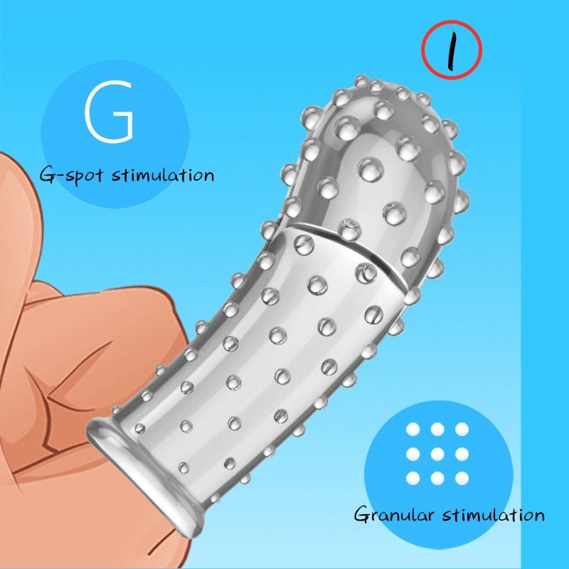G Point Stimulation Finger Sleeves Clitoris Massage Sex Toys For Woman Gay Penis Sleeve Sex Delay Reusable Condom