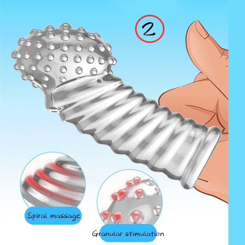G Point Stimulation Finger Sleeves Clitoris Massage Sex Toys For Woman Gay Penis Sleeve Sex Delay Reusable Condom
