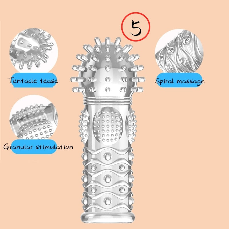G Point Stimulation Finger Sleeves Clitoris Massage Sex Toys For Woman Gay Penis Sleeve Sex Delay Reusable Condom