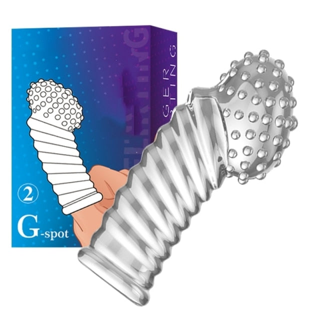 G Point Stimulation Finger Sleeves Clitoris Massage Sex Toys For Woman Gay Penis Sleeve Sex Delay Reusable Condom