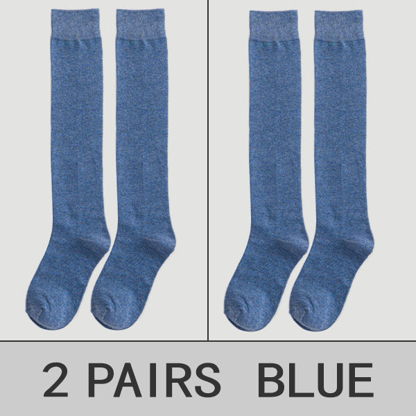 2 Pairs Women Cotton Knee High Socks Black White Solid color Fashion Casual Calf Sock Female Girl Party Dancing Sexy Long Socks