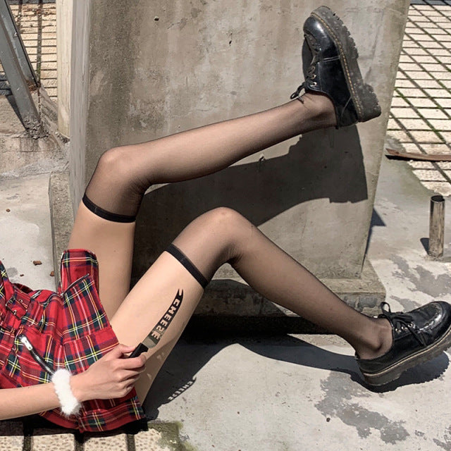 Transparent Thin Stockings Nylon Female Ladies Over Knee Socks for Women Stocking Sexy Black Skin Color