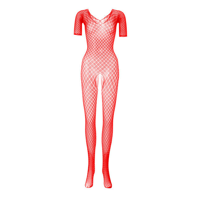 Latex Catsuit Mesh Fishnet Tights Body Suit Stockings Women Erotic Lingerie Sexy Open Crotch Teddies Bodysuits Bodystockings