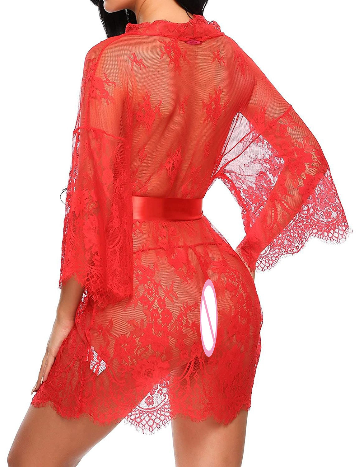 Sexy Women Lingerie Lace Night Dress Sleepwear Nightgown Bandage Deep V G-String See Through Sexy Sheer Sleep Dress Robe