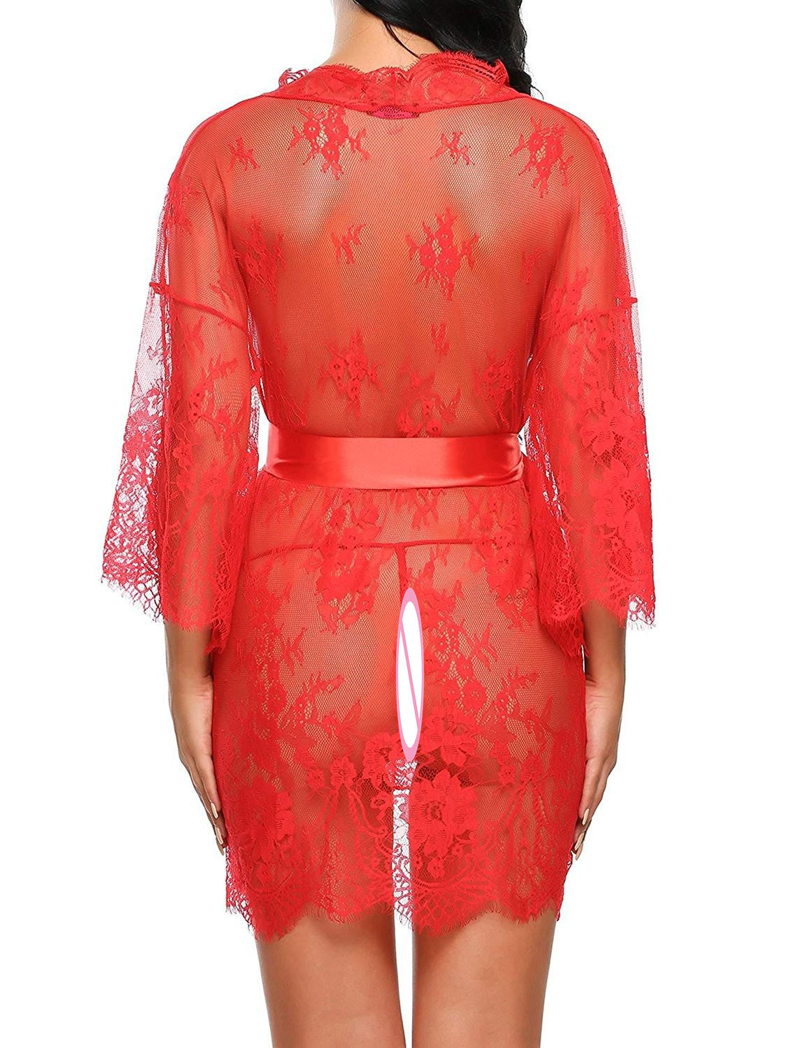 Sexy Women Lingerie Lace Night Dress Sleepwear Nightgown Bandage Deep V G-String See Through Sexy Sheer Sleep Dress Robe