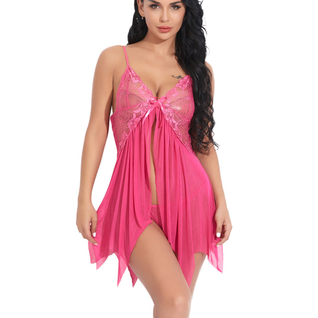 Women Sexy Lingerie Lace Sleepwear Nightdress Straps Deep V Neck Hot Robe Dress Nightie Night Dress S-2XL