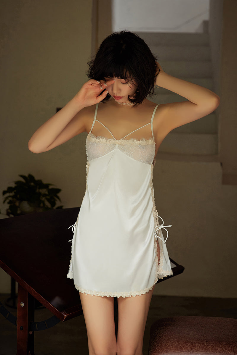 Plus Size Women Night Dress Sexy Sleepwear Lingerie Female Winter Satin Nighty Silk Dress Sleeveless V Neck Backless Nightie