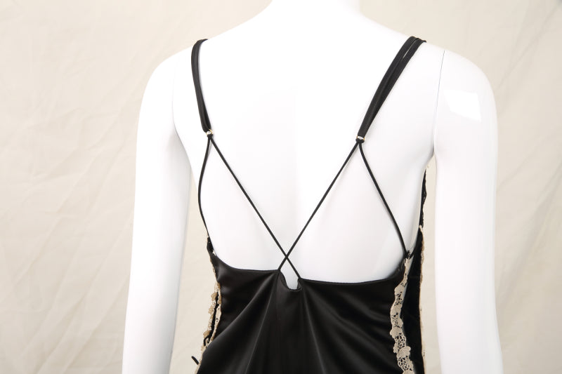 Plus Size Women Night Dress Sexy Sleepwear Lingerie Female Winter Satin Nighty Silk Dress Sleeveless V Neck Backless Nightie