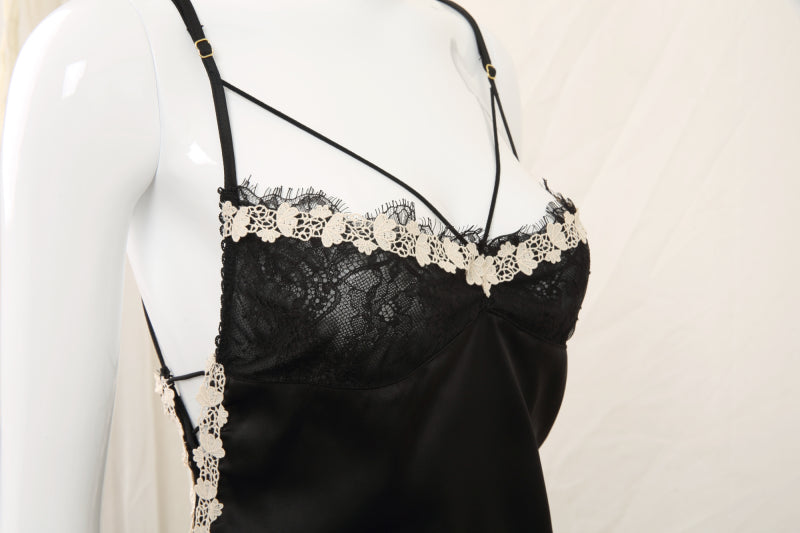 Plus Size Women Night Dress Sexy Sleepwear Lingerie Female Winter Satin Nighty Silk Dress Sleeveless V Neck Backless Nightie