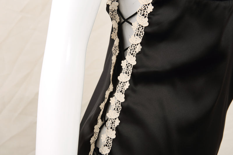 Plus Size Women Night Dress Sexy Sleepwear Lingerie Female Winter Satin Nighty Silk Dress Sleeveless V Neck Backless Nightie