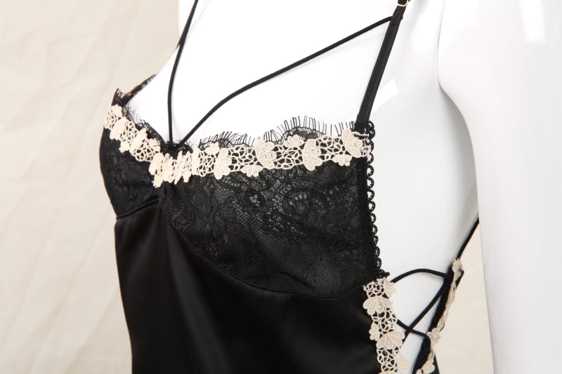 Plus Size Women Night Dress Sexy Sleepwear Lingerie Female Winter Satin Nighty Silk Dress Sleeveless V Neck Backless Nightie