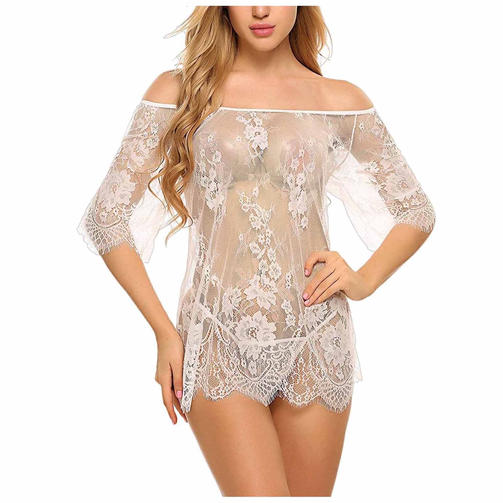 Ladies Gowns Black Ropa Para El Sexo Nightgown Night Dress Lace Lingerie Porno See Through Womens Clothing Sleepwear Wholesales