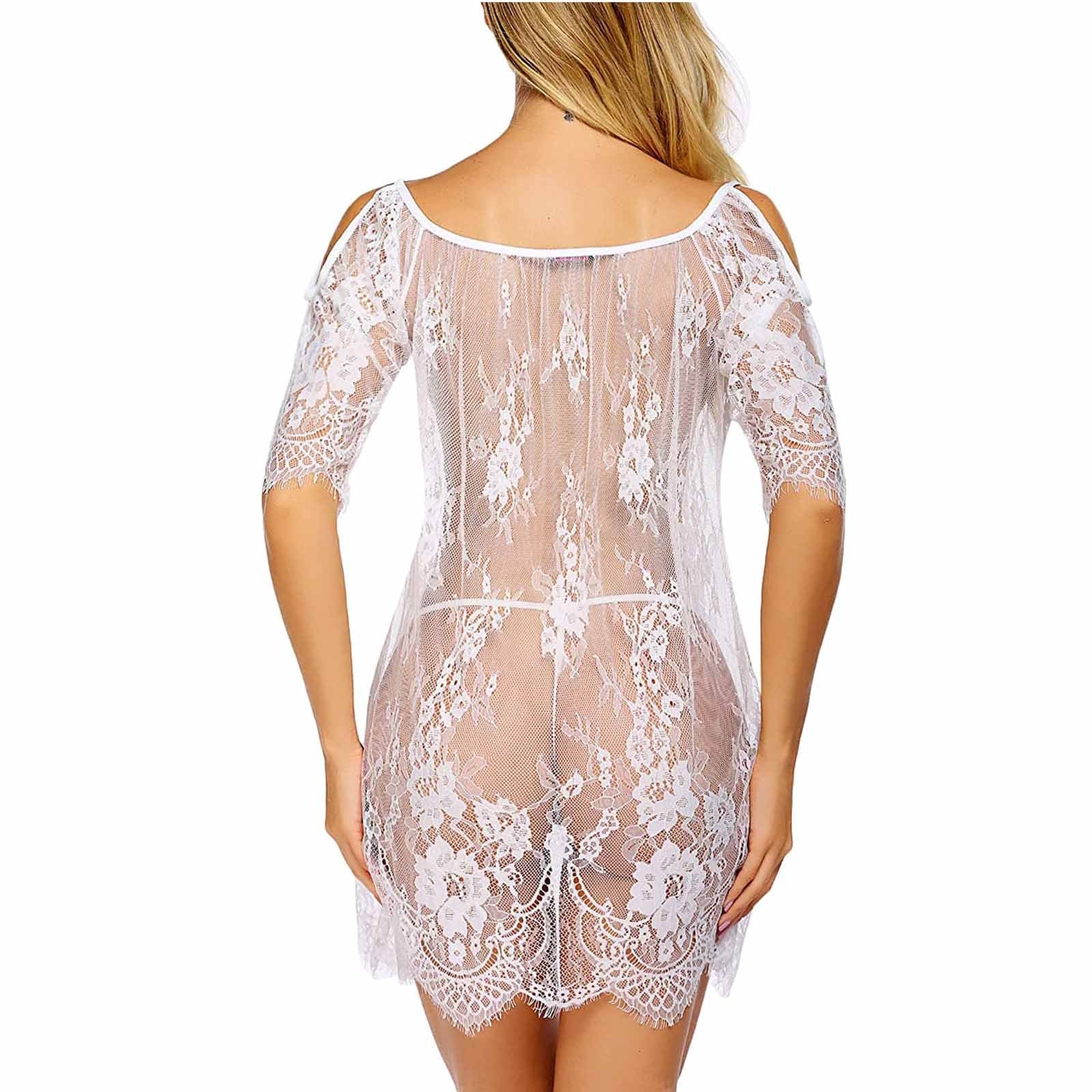 Ladies Gowns Black Ropa Para El Sexo Nightgown Night Dress Lace Lingerie Porno See Through Womens Clothing Sleepwear Wholesales