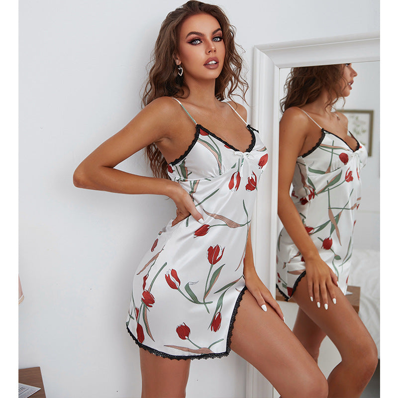 Satin Women Dress Slim Female Nightgown Lady Sexy Spaghetti Strap Night Dress Nighties Sleeveless Sleepwear Nightwear Lingerie