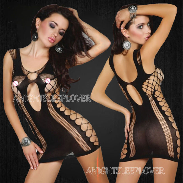 Porno Sexi Women Lingerie Dress Fishnet Hot Vestido Sexy Erotic Underwear Baby Doll Costumes Catsuit Transparent Night Dresses