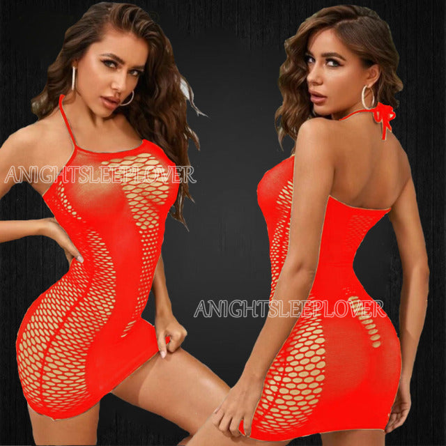 Porno Sexi Women Lingerie Dress Fishnet Hot Vestido Sexy Erotic Underwear Baby Doll Costumes Catsuit Transparent Night Dresses