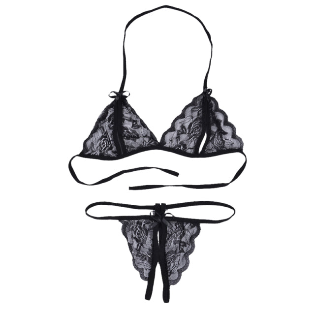 Hot Women Sleepwear Lace Underwear Sexy Lingerie Sex Clothes Erotic Transparent Dress Black Baby Dolls Sleepwear Night Dress