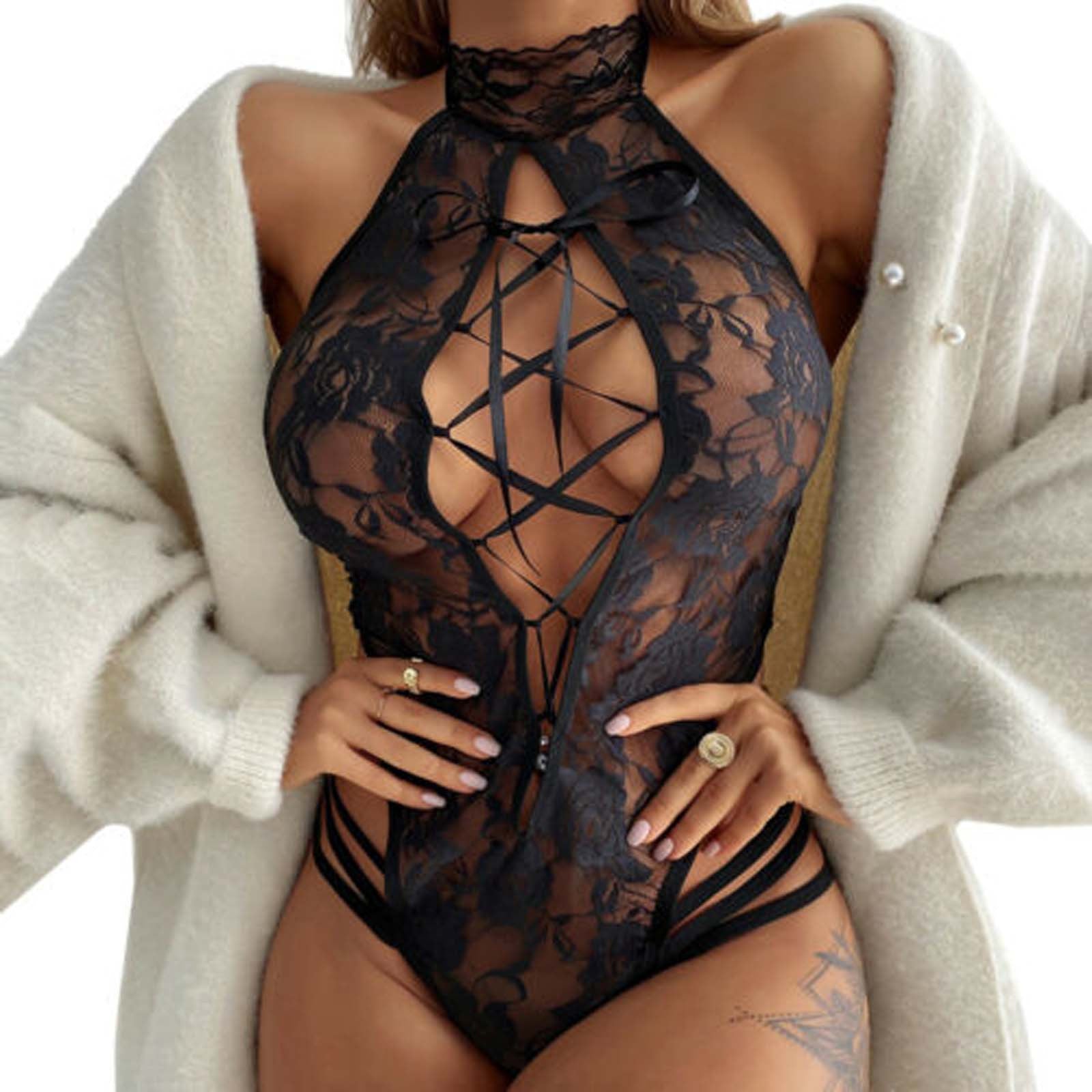 Sexy Lingerie Backless Underwear Transparent Erotic Lingerie Lace Underwear Set