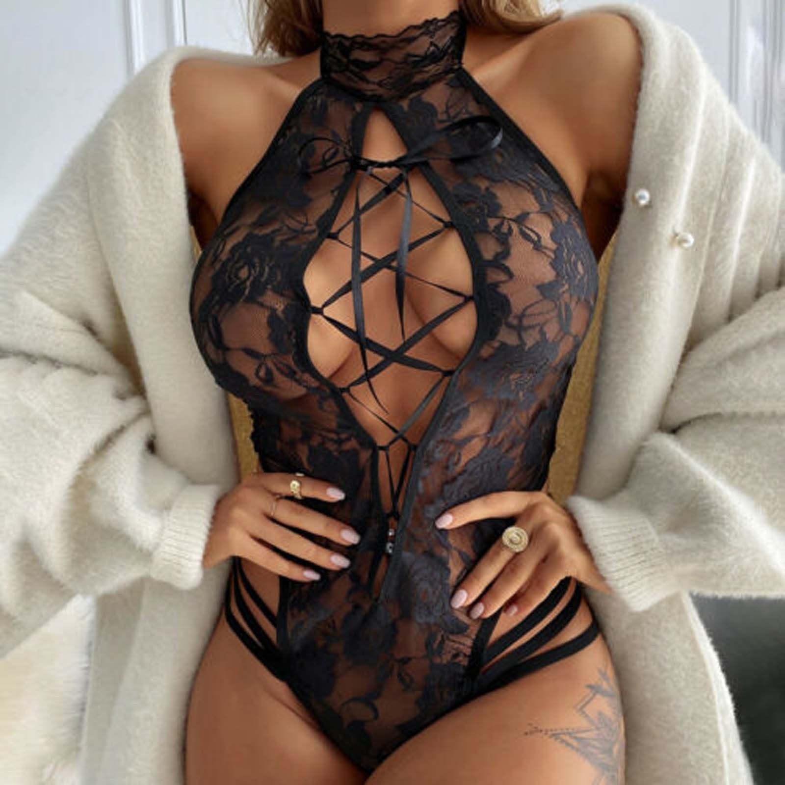 Sexy Lingerie Backless Underwear Transparent Erotic Lingerie Lace Underwear Set