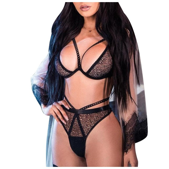 Women Underwear Set Sexy Lingerie Mesh Lace Transparent Bra Thong Set Sensual Lingerie Women Sexy Erotic Lingerie