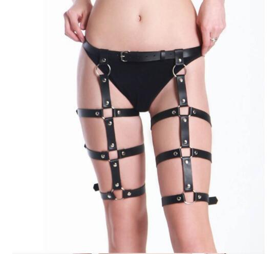 Leather Harness Body Bondage Punk Strap Garter Belt Leg Tight Lingerie