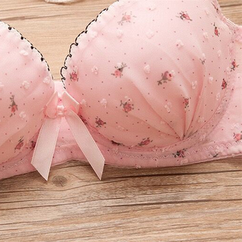 Teen Girls Bras and Panty Set Puberty Girls Lace Dot Cotton Underwear Set Bra Teenage Underwear Small Breast Bra
