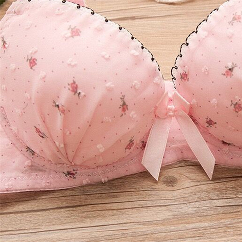 Teen Girls Bras and Panty Set Puberty Girls Lace Dot Cotton Underwear Set Bra Teenage Underwear Small Breast Bra