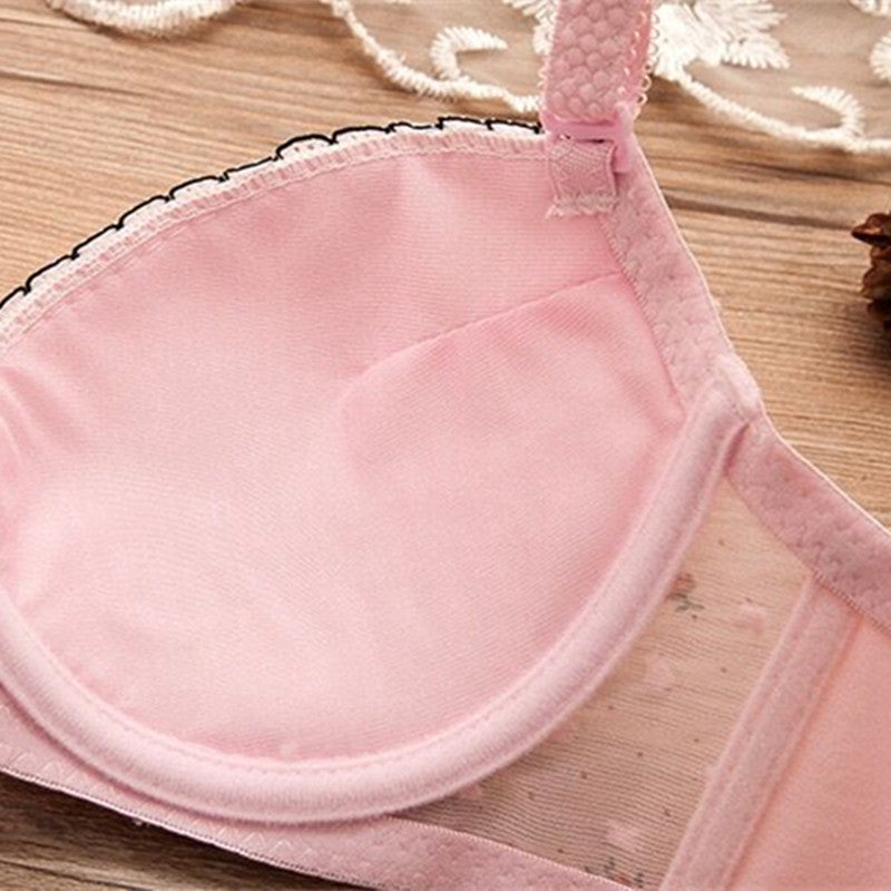 Teen Girls Bras and Panty Set Puberty Girls Lace Dot Cotton Underwear Set Bra Teenage Underwear Small Breast Bra