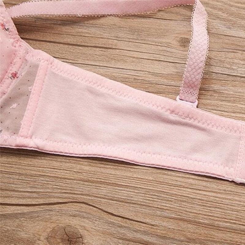 Teen Girls Bras and Panty Set Puberty Girls Lace Dot Cotton Underwear Set Bra Teenage Underwear Small Breast Bra