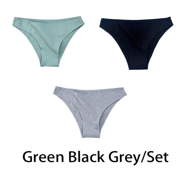 3PCS/Set Women Cotton Seamless Panties for Female Low Waist Underwear Panty Sexy Colorful Striped Lingerie NKT2113