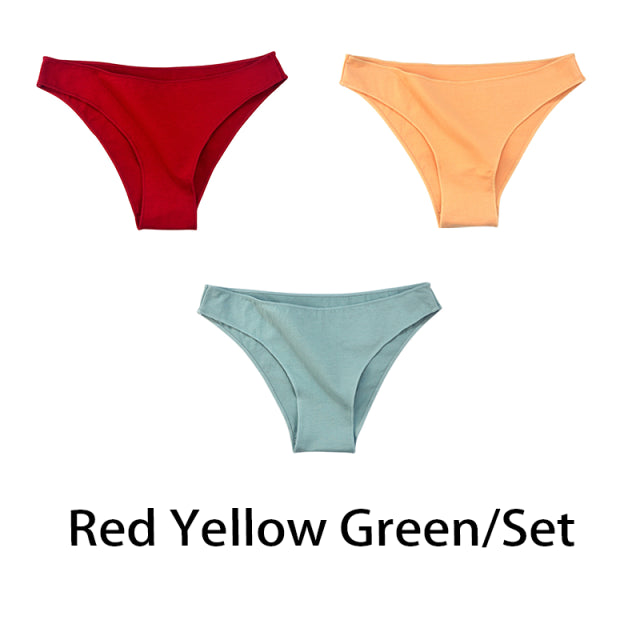 3PCS/Set Women Cotton Seamless Panties for Female Low Waist Underwear Panty Sexy Colorful Striped Lingerie NKT2113