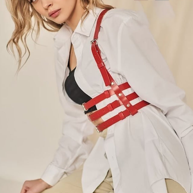 Women Sexy Garters faux Leather Women Body Bondage Cage Sculpting Harness Waist Belt Straps Suspenders Goth Harajuku Belt