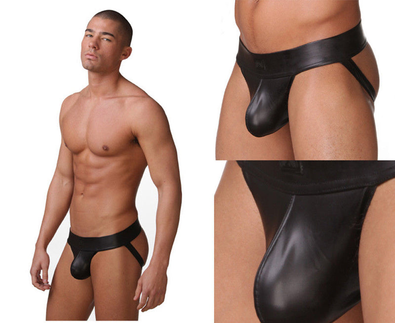 Underwear Men Jockstrap Faux Leather Gay Erotic Panties Sexy Lingerie Hot Sexy Male&#39;s Thongs