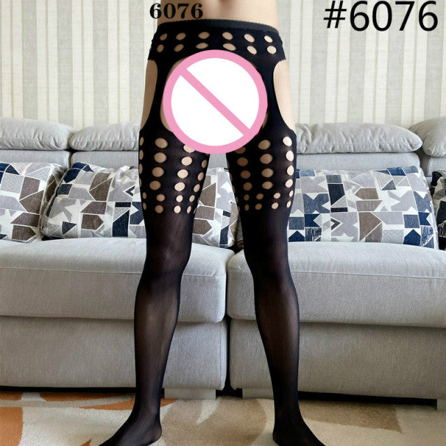 Men Sexy Pantyhose Fashion Guy Male Underwear Gay Lingerie Fetish Net Stockings Crotchless Black Tights Man Sexy Clothing