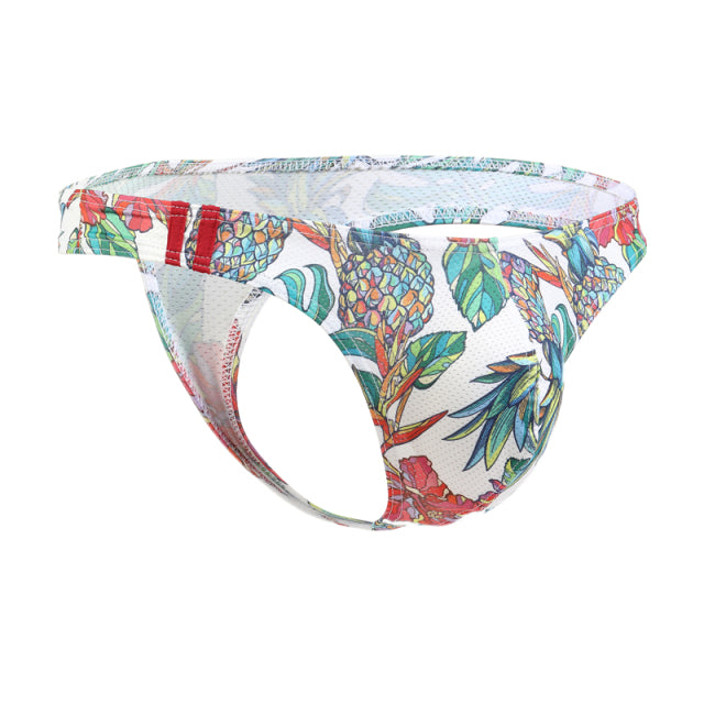 KUDYZON Print Mens Thongs And G Strings Low Rise Men Sexy Briefs Jockstrap Pouch Cuecas Mesh Underpants Gay Slip Homme String